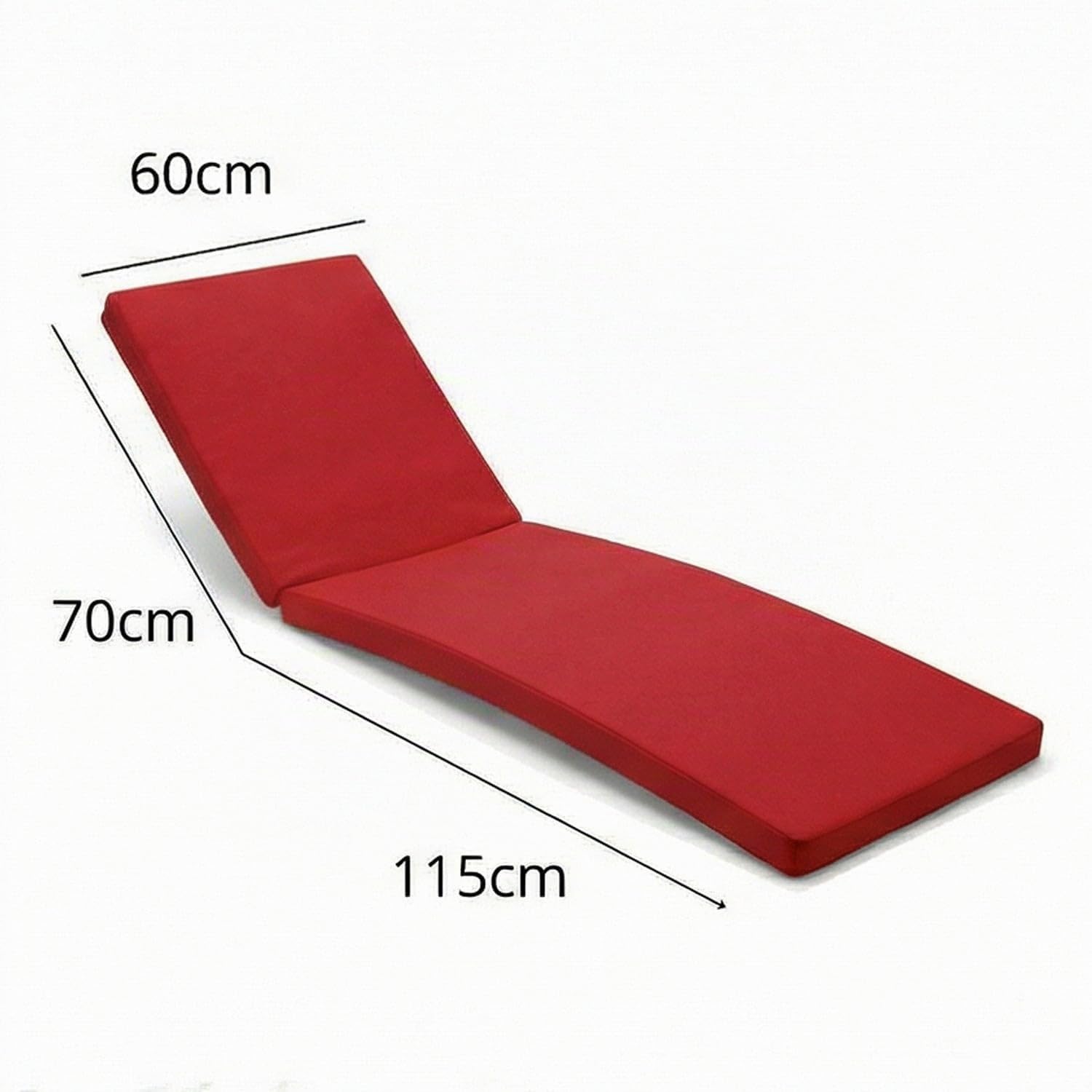 Déco Arts Coussin Bain de Soleil - Coussins Rectangulaires pour Chaise Longue - Coussin Déhoussable avec Traitement imperméable et Poignées de Transport - Certifié OEKO-TEX - 185x60x5 cm, Rouge piment