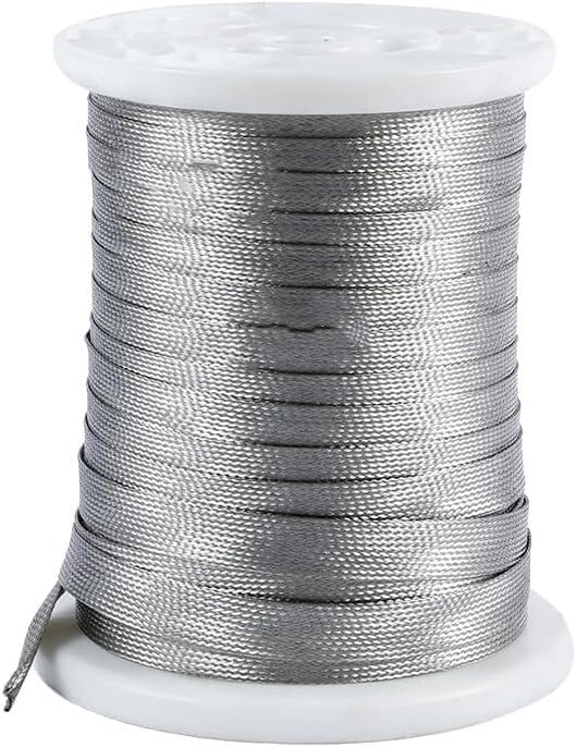 Guaina intrecciata espandibile per cavi, 5 m, in acciaio inossidabile 304, colore argento, per schermatura del segnale, diametro 18 mm, maglia metallica (4 mm)