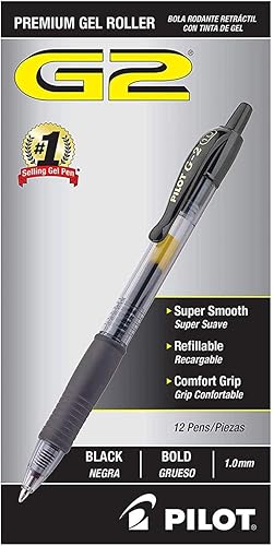 Miniatura 3 de Pilot G2 - Bolígrafos retráctiles de tinta de gel prémium con punta gruesa (negro/azul, paquete combinado de 24 unidades)