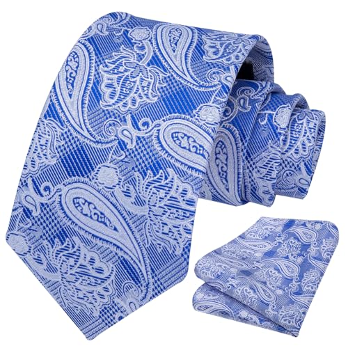 Image of HISDERN Ties for Men Paisley Floral Tie Handkerchief Classic Woven Business Formal Necktie and Pocket Square Set Wedding