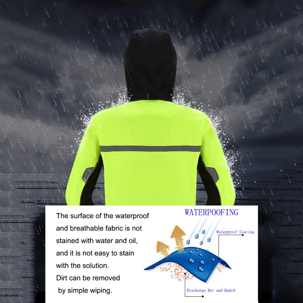 Chaqueta de Lluvia para Adultos Ropa de Lluvia Ligera a Prueba de Viento Reflectante Transpirable con Capucha Bolsillos con Cremallera para Bicicleta de montaña Caza Invierno Vera
