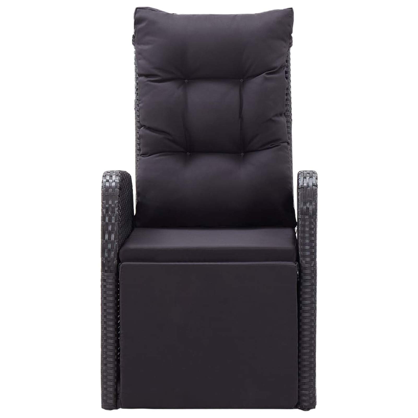 Tidyard Sedia da Giardino Reclinabile in Polyrattan Nero con Cuscini, Poltrona da Esterno Reclinabile in Rattan, 57x73x105 cm