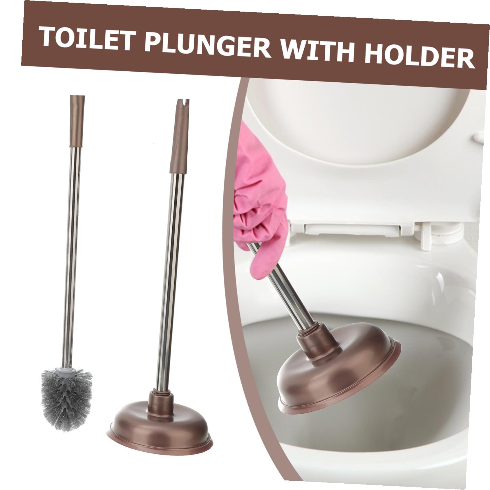 Toyvian Toilettenbürste und Saugglocke mit Halter Ergonomisch Kratzschonend Langlebig Kraftvoller Wc reiniger für Badezimmer Hotel Büro und Öffentliche Räume Braun