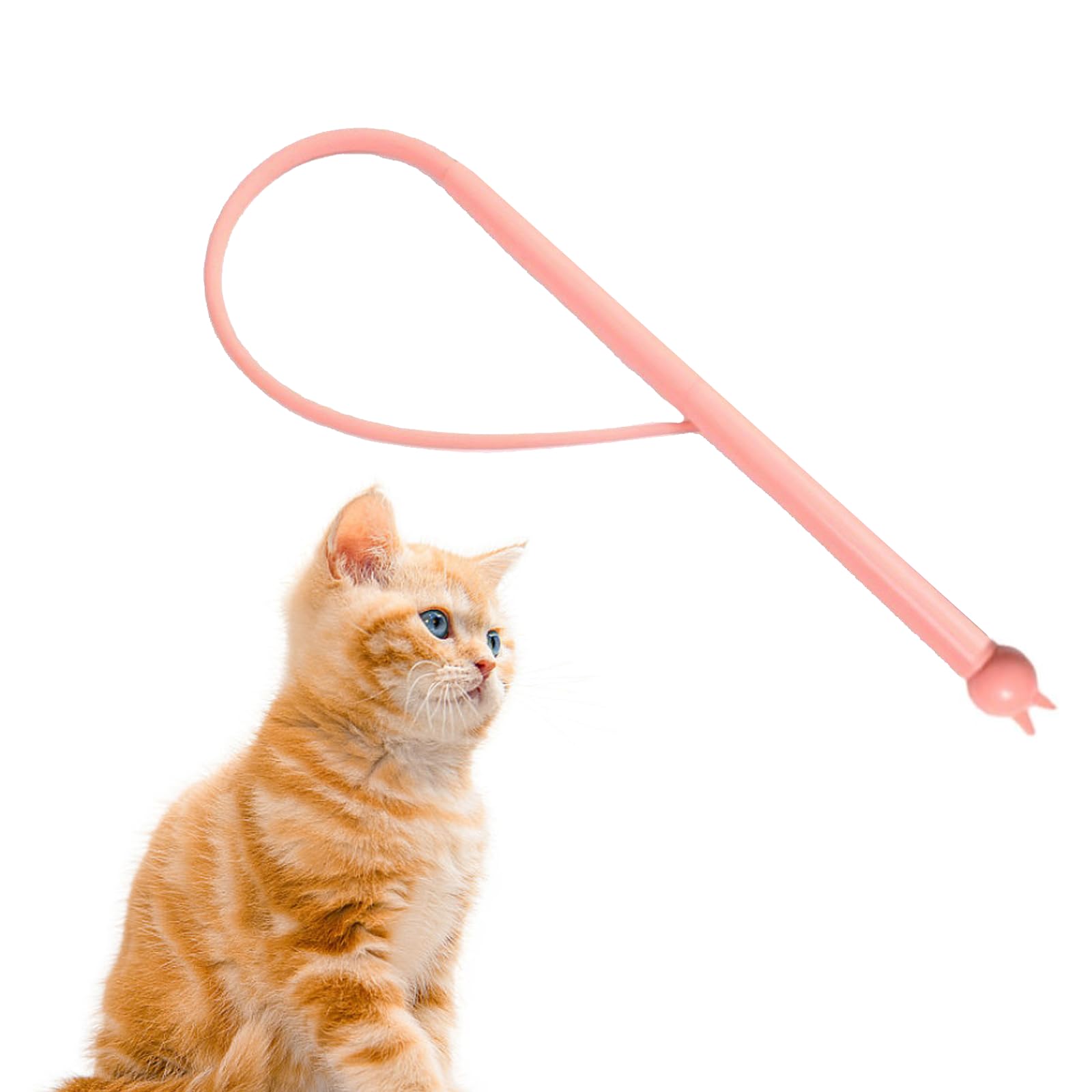 TENGEE Cat Angel Long, Silicone Teaser Wand for Cats, Silicone Cat Wand Interactive Cat Toy, Mouse Tail-shaped Wand Toy for Kittens, for Indoor Cat Play Exercises
