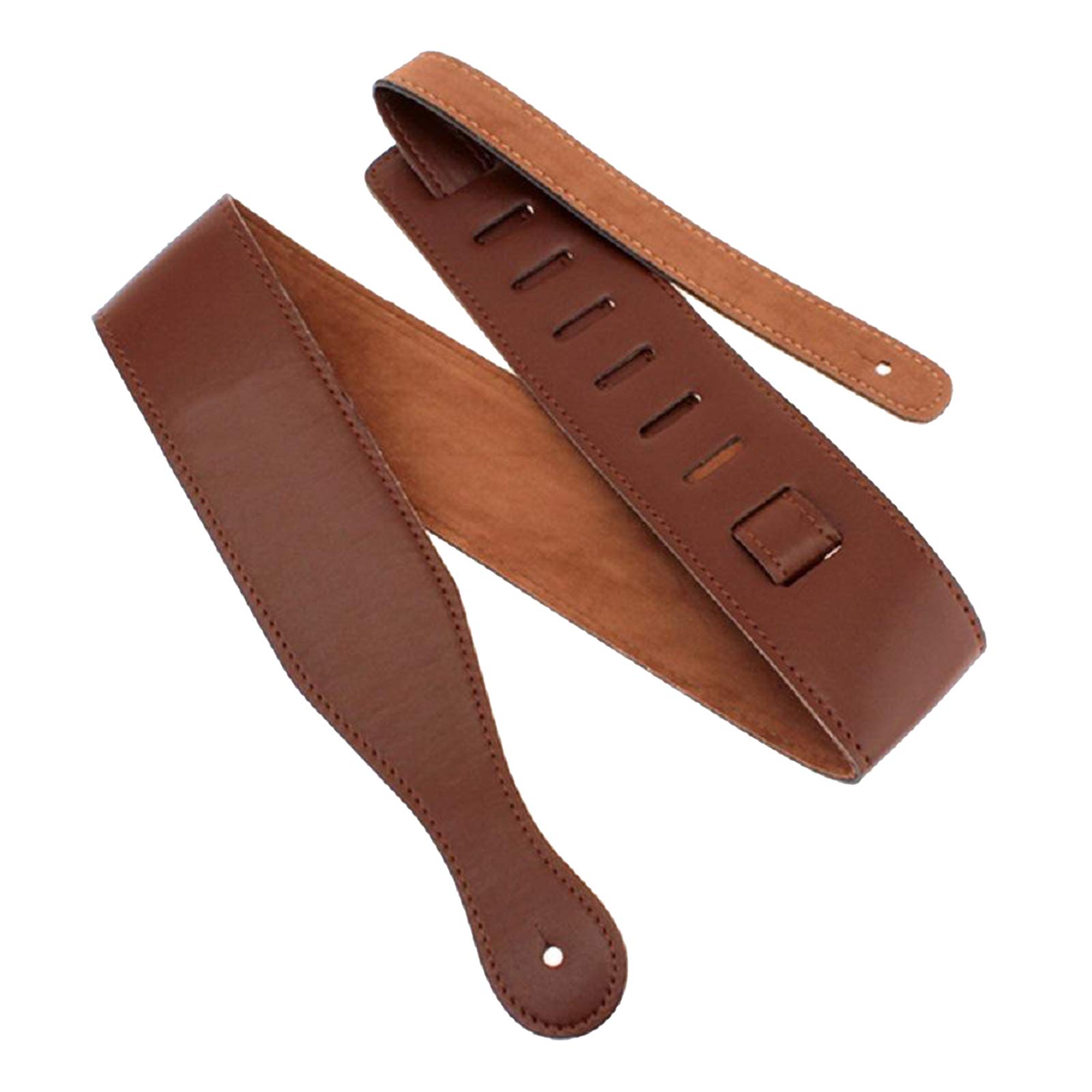 Cinghie regolabili in pelle per chitarra, stile lussuoso, larghezza 6,5 cm, colore marrone chiaro