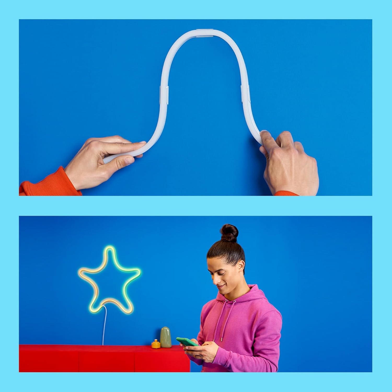 WiZ Ruban LED Neon Flex, 16 millions de couleurs et nuances de blanc, Bande LED 3 m, Scènes de lumières dynamiques, Connexion WI-FI, Contrôle par la Voix, App, Alexa,Google Assistant et Apple HomeKit