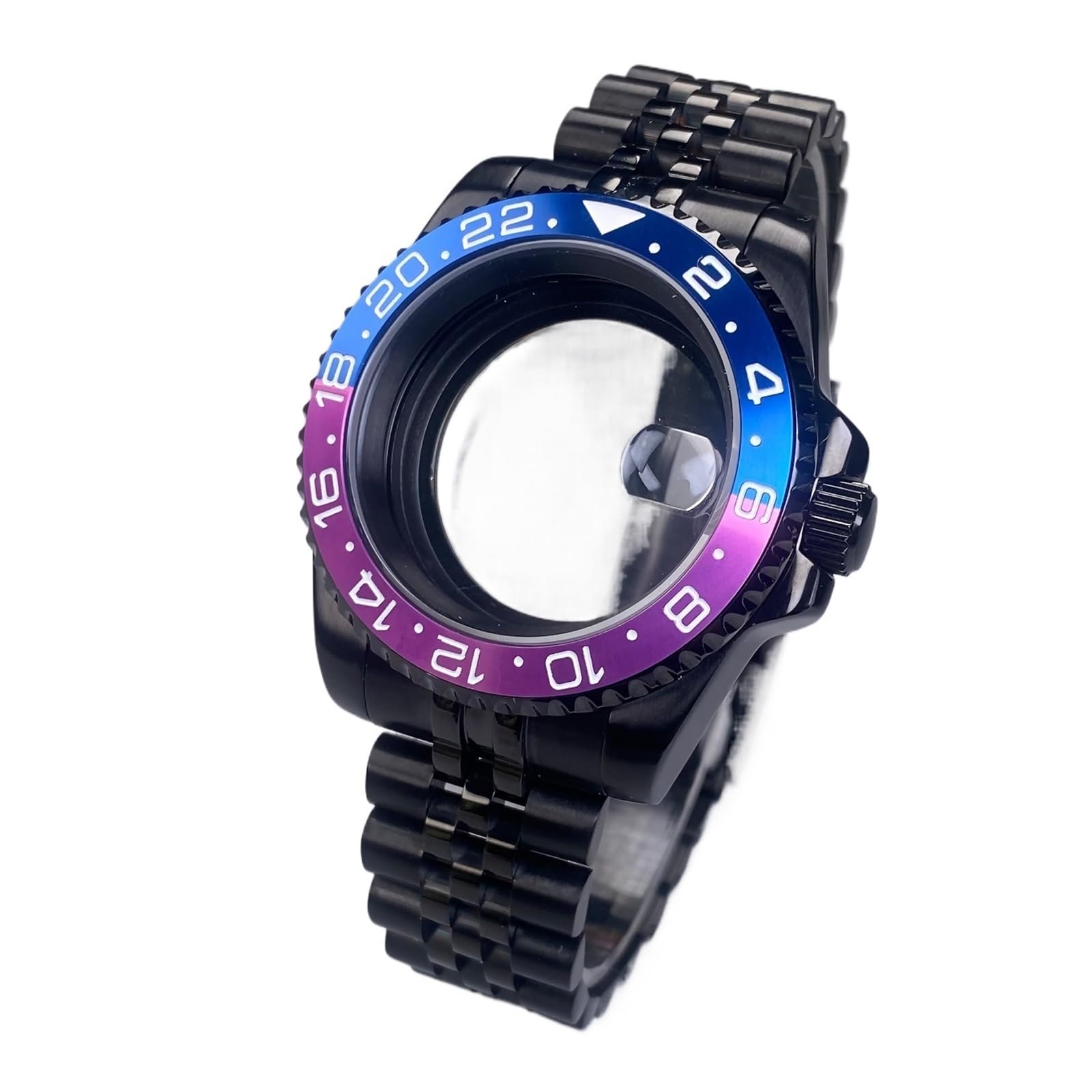 1 szt. 40 mm GMT/SUB NH35 Czarna koperta zegarka 120 kliknięć Szkło szafirowe do tarczy 28,5 Mechanizm NH36 NH38