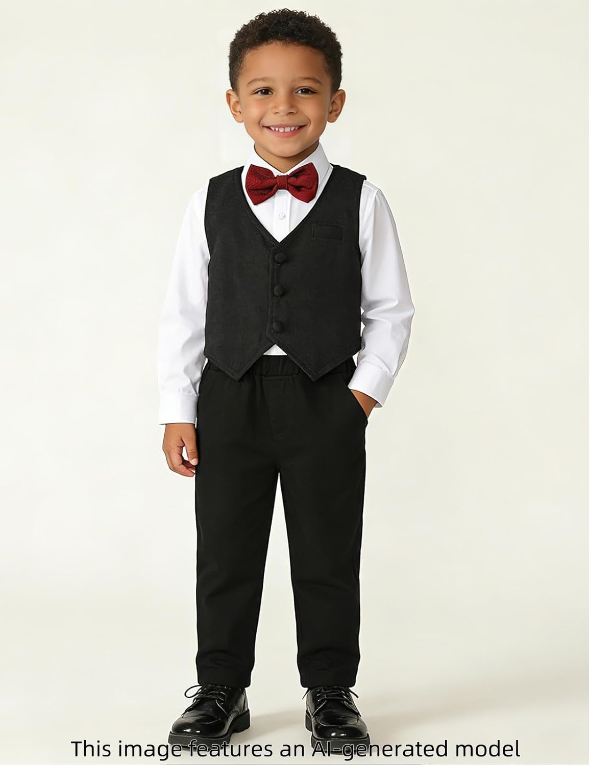 A&J DESIGN Conjunto de traje Fromal para niños pequeños, camisa, chaleco
