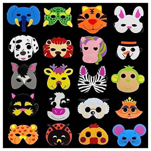 Creativee 20 x Niños Eva Foam Wild Animal de Granja Máscaras Fiesta Juguetes de llenado de Bolsillo, Las actuaciones de la Etapa Parte Celebrar máscaras- diseños Surtidos (Pack de 20)