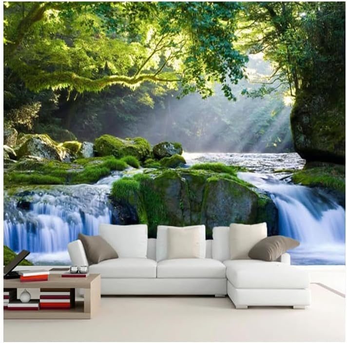 TOKMOCO Custom 3D Forest Wallpaper Waterfall Scenery Wall Mural Living Room TV Sofa Bedroom Woods Wallpapers