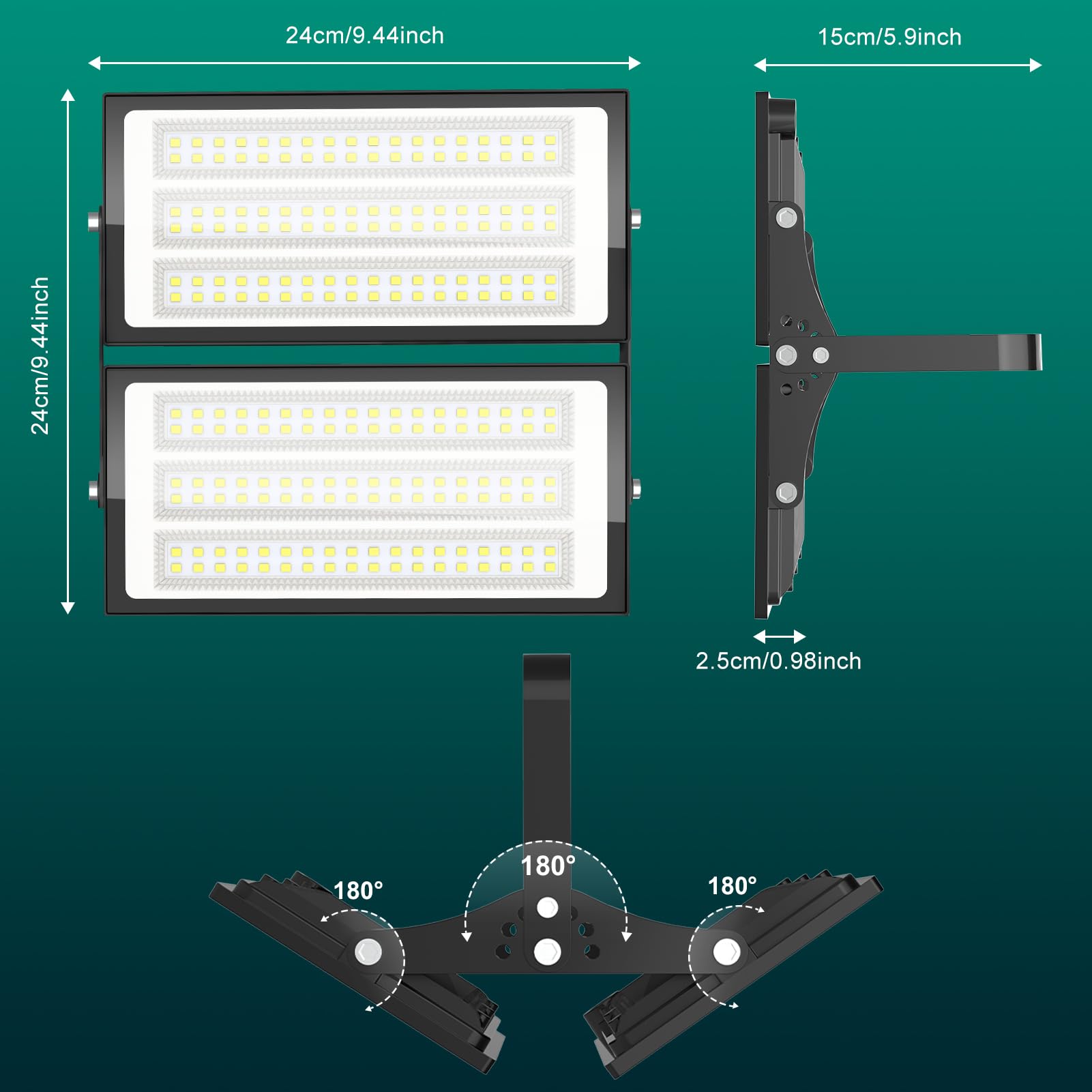 Viugreum 200W Projecteur LED Détecteur de Mouvement et Télécommande, 20000LM Blanc Froid 6500K Dimmable Projecteur Leds Avec Detecteur, Étanche IP66 Spot LED avec Câble de 50cm pour Jardin Garage