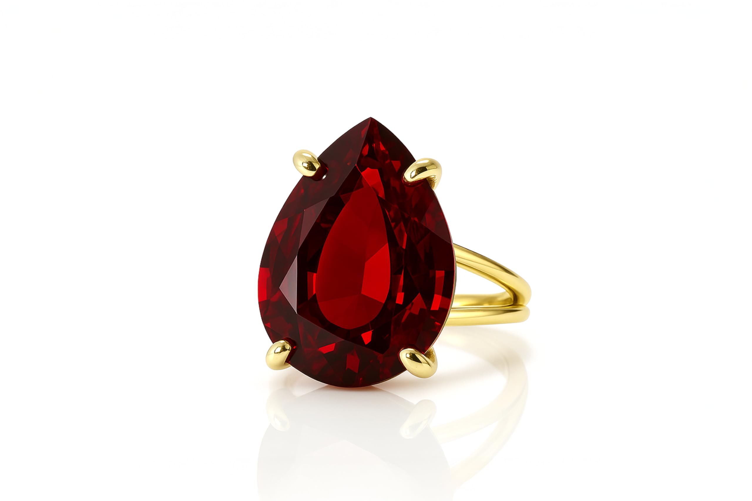 Espectacular Anillo de Granate en Plata 925 - Anillos de Lágrima para Mujer - Anillo de Compromiso, Anillo de Boda, Anillos de Moda Hechos a Mano - Joyería Artesanal