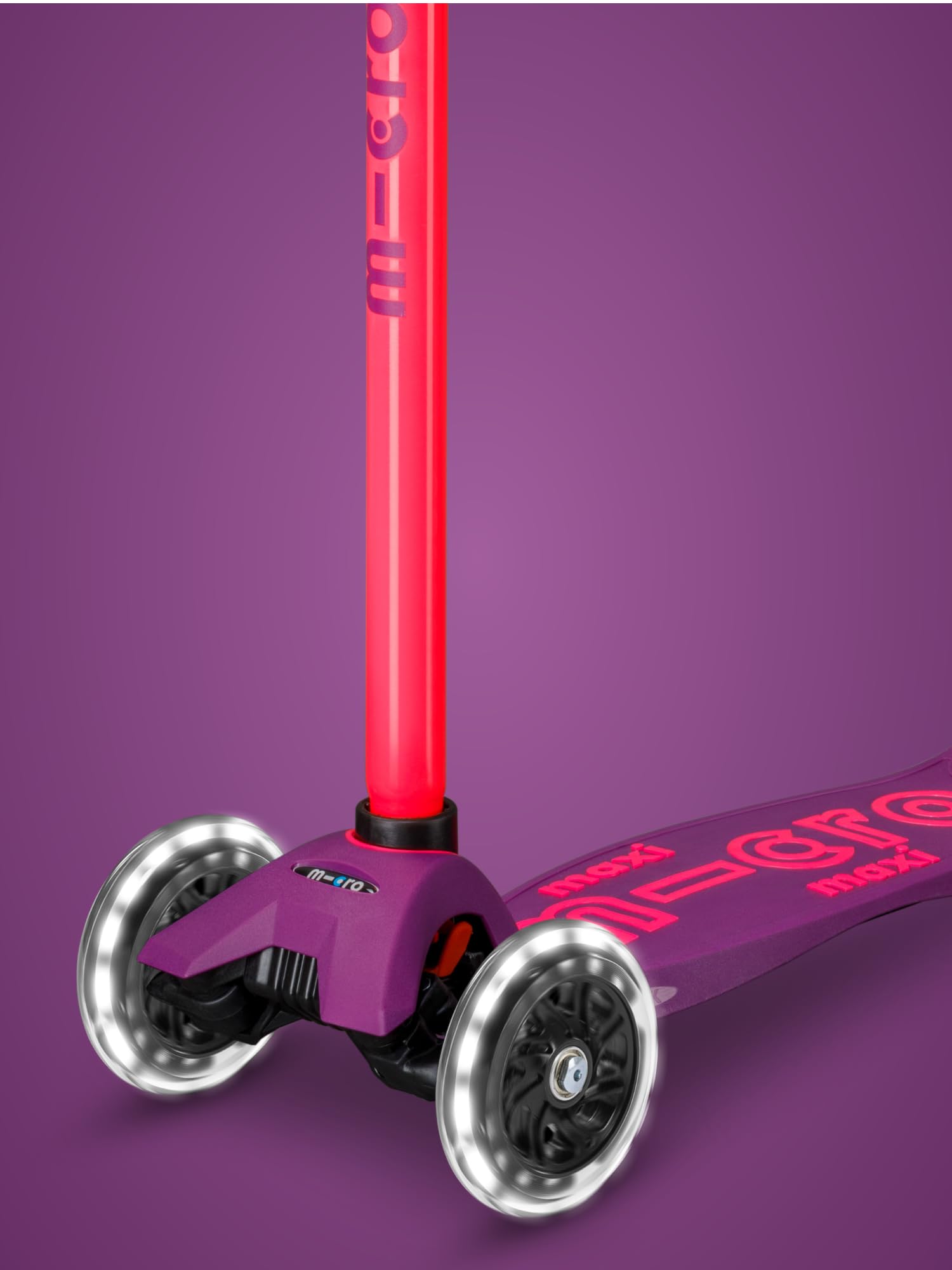 Micro Monopattino da bambino Maxi Deluxe Neon Rosa LED
