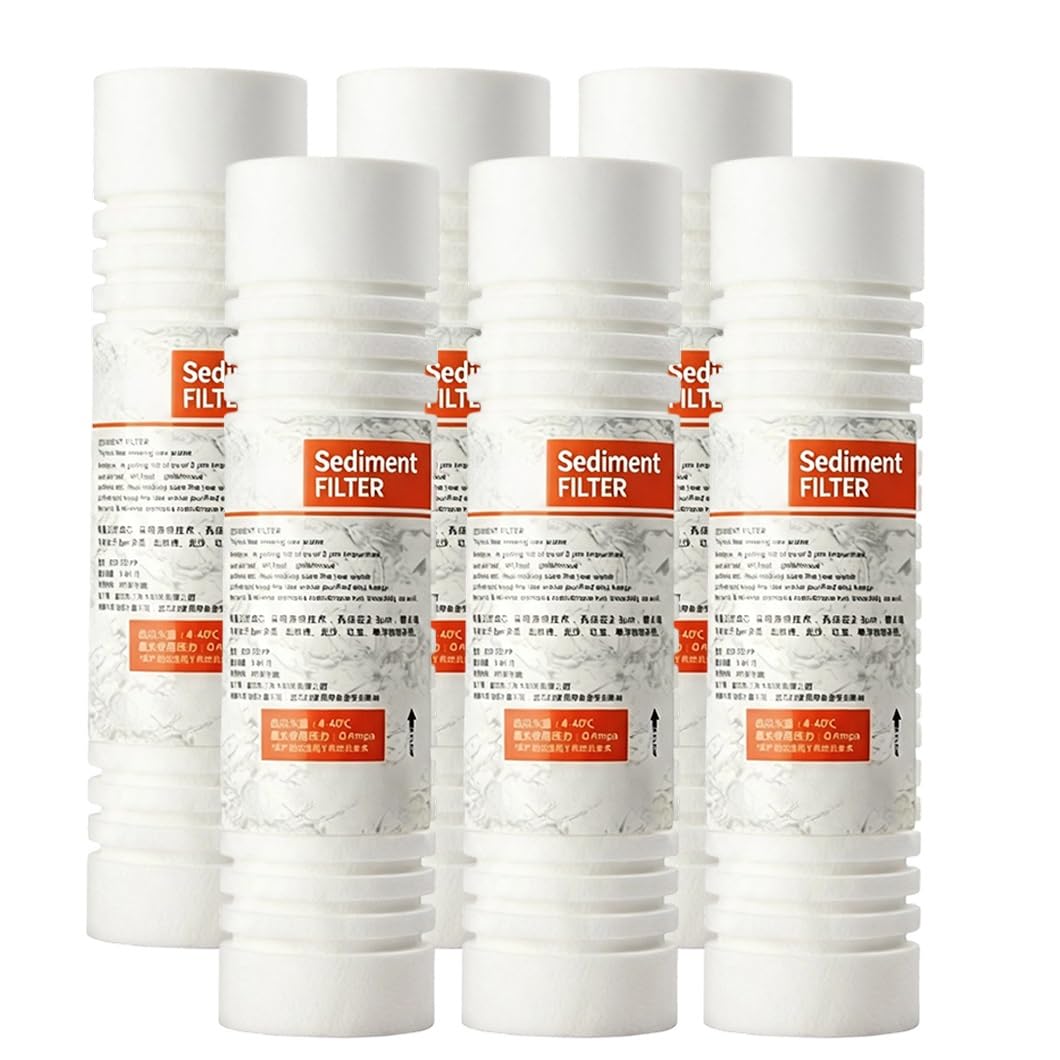 Paquete De 6 Cartuchos De Filtro De Sedimentos De PP Ranurados De 10x2,5", 5 Μm,potable Doméstica, Cocina, Prefiltro Para Toda La Casa Y Unidad De Ósmosis Inversa