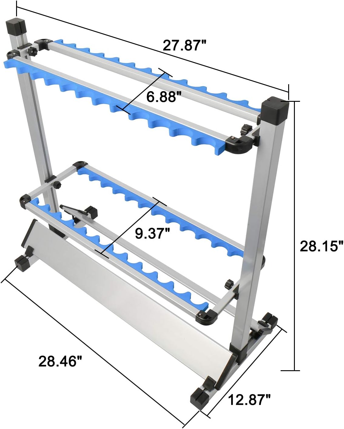 NovelBee Aluminum Alloy 24 Fishing Rod Rack Fishing Rod Pole Holder Stand Storage Tool for All Types of Fishing Rods (Blue) : Sports & Outdoors