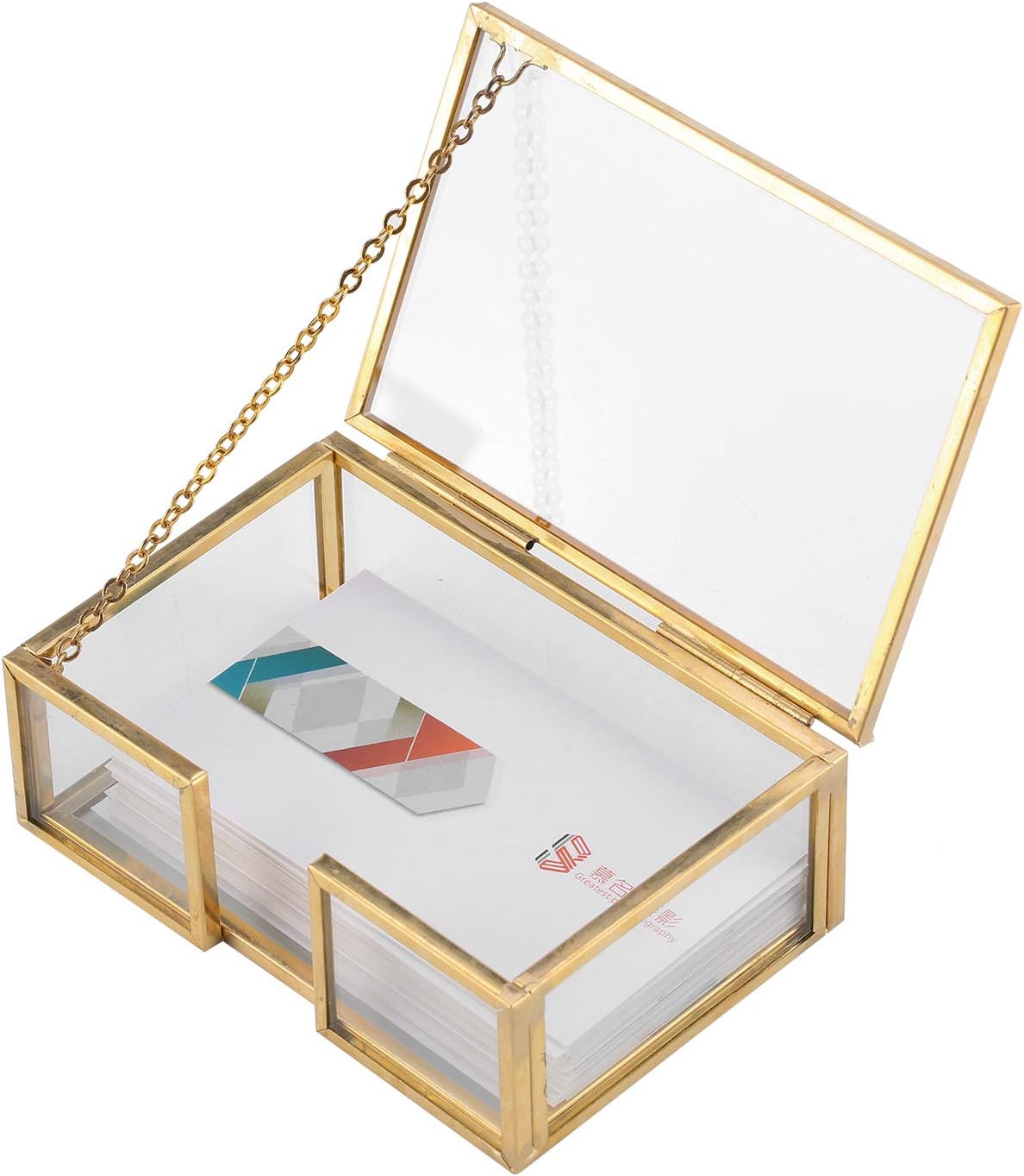 Glass Business Card Case, Vintage Durable Office Name