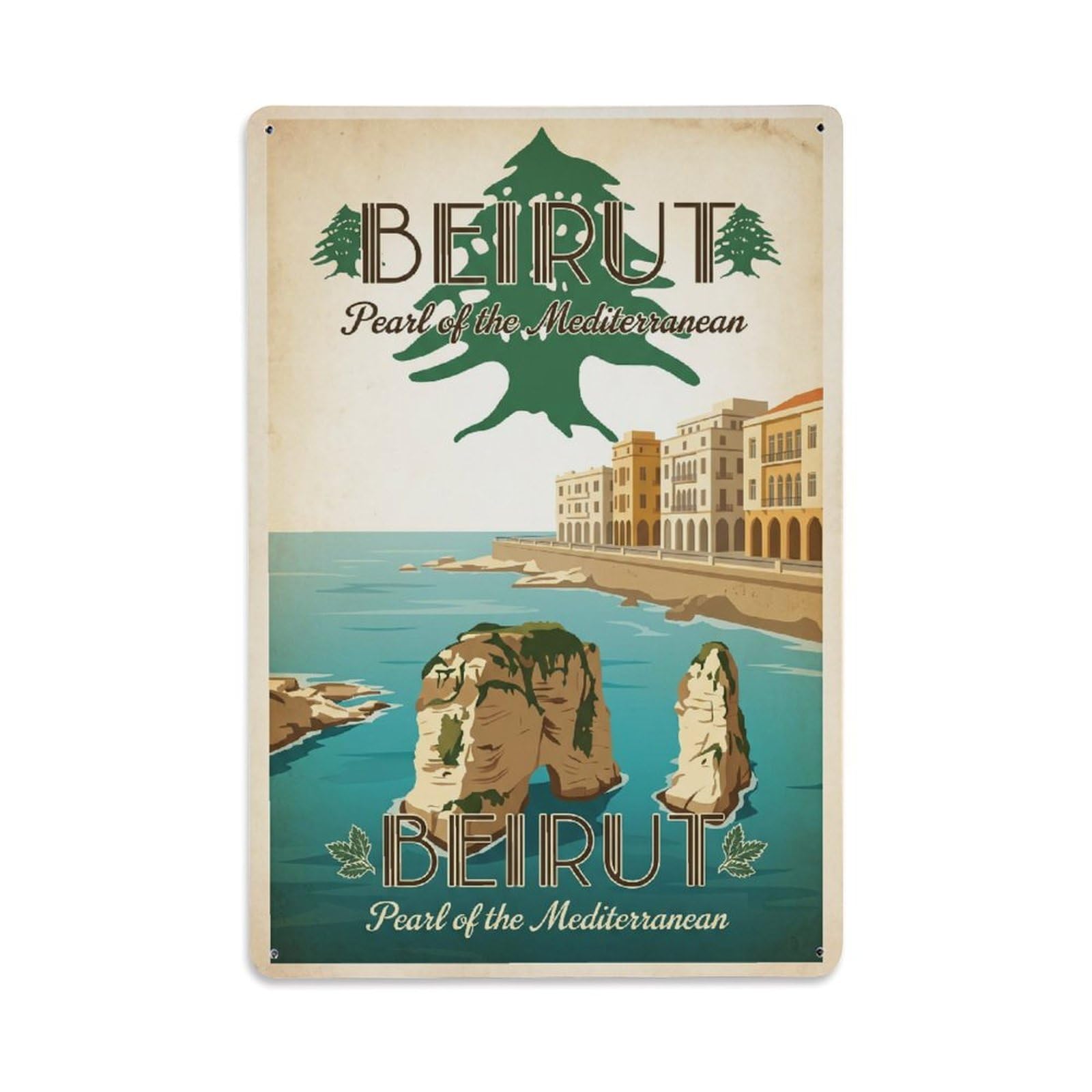 Huiyhb 8X12inch(20X30cm) Israel Beirut Vintage Travel Metal Tin Sign