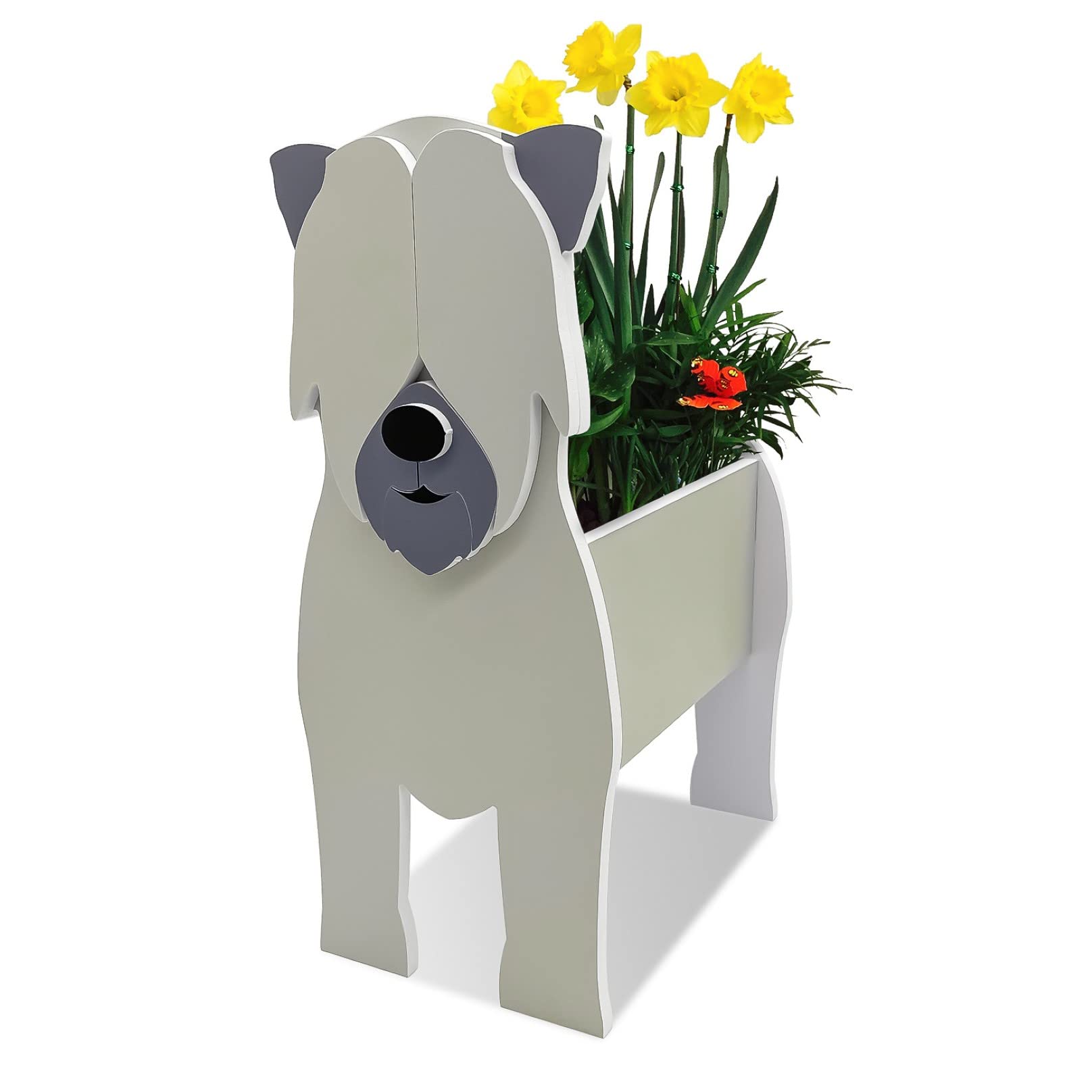 TTiiLoe Cute Dog Planter, Soft-coated Wheaten Terrier Plant Pots, PVC Herb Garden Flower Pots, Dog Cartoon Shaped Plant Container Holder, Gifts for Pet Lovers, 24x18cm/9.44x7.08in