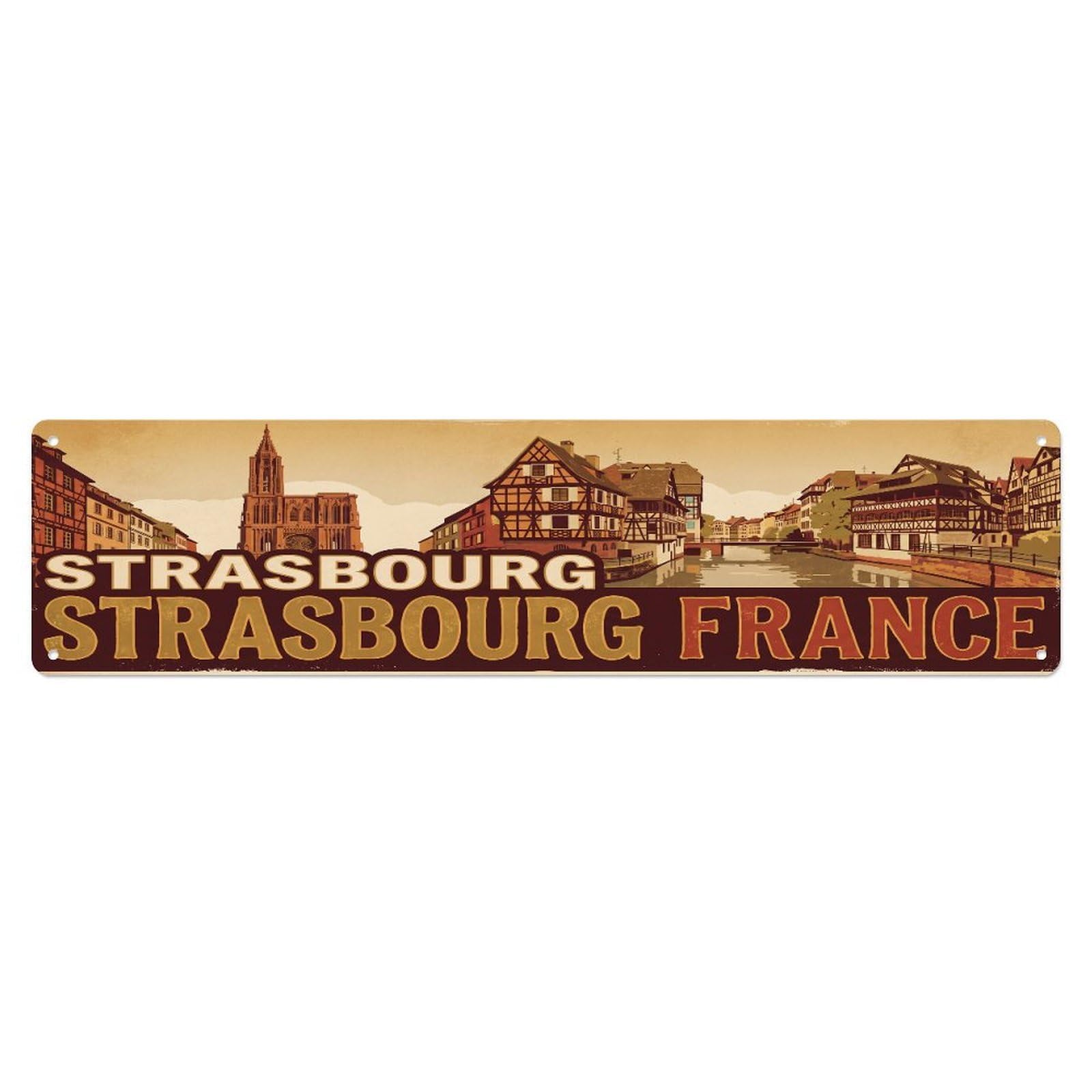 Tgrcjimh Style Metal Tin Sign Retro Travel France Strasbourg