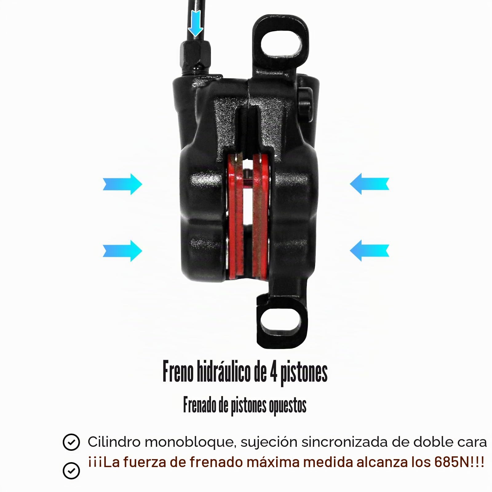 Juego de frenos de disco hidráulicos para MTB, frenos de disco hidráulicos con rotor de 160 mm, delantero izquierdo/trasero derecho, adaptador para MTB BMX
