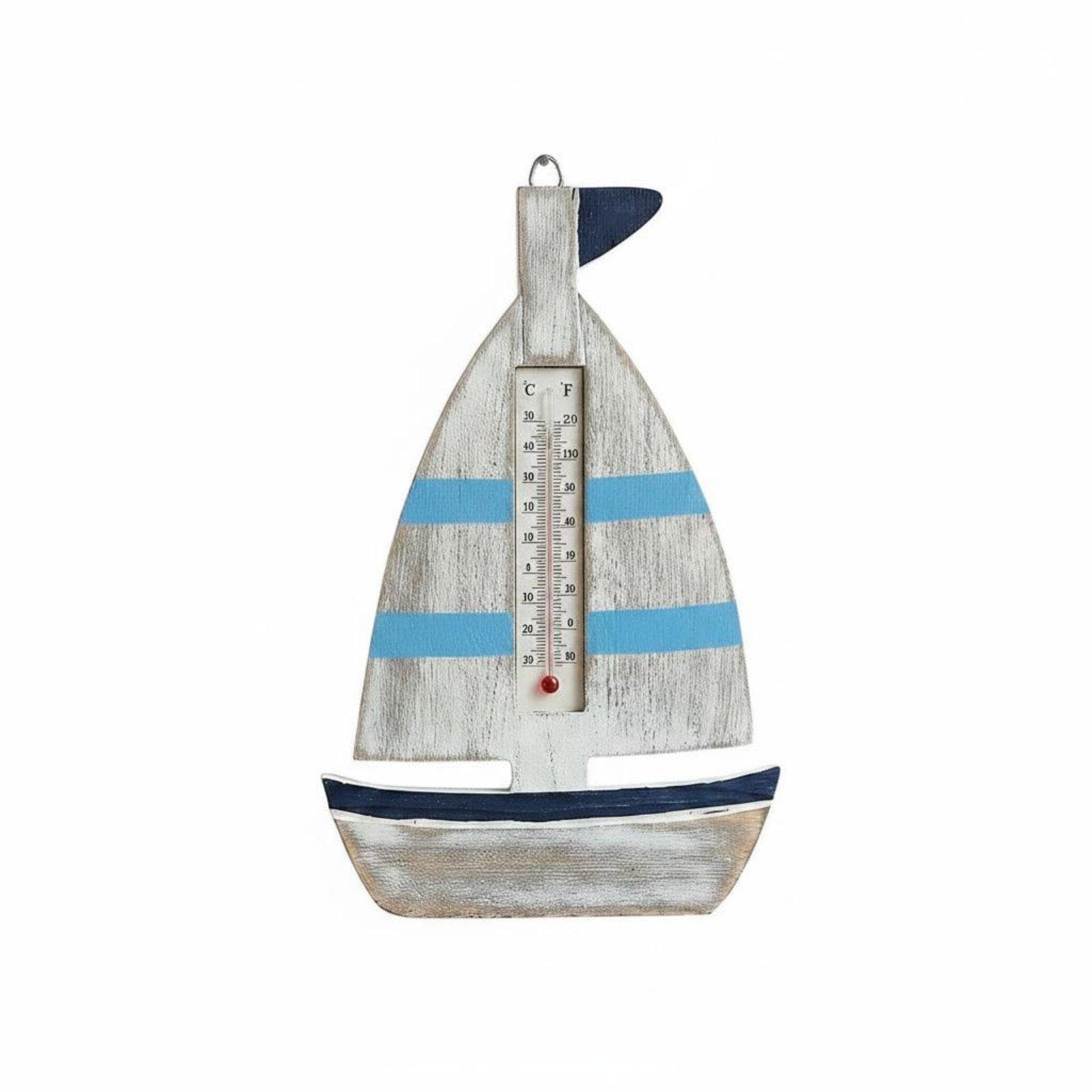 Thermometer Coastal Wooden Wall Thermometer Twofold Purpose Nautical Wall Hanging for Entryway, Living Room, Hallway Sailboat|Home & Garden| Yard Garden & Outdoor Living| Garden D?cor-image-19