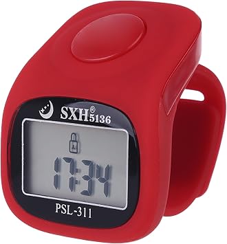 Finger Counter Islamic Tasbih Bead 6 Digital LED Electronic Handheld Counter With Remind For Time Manual, Red