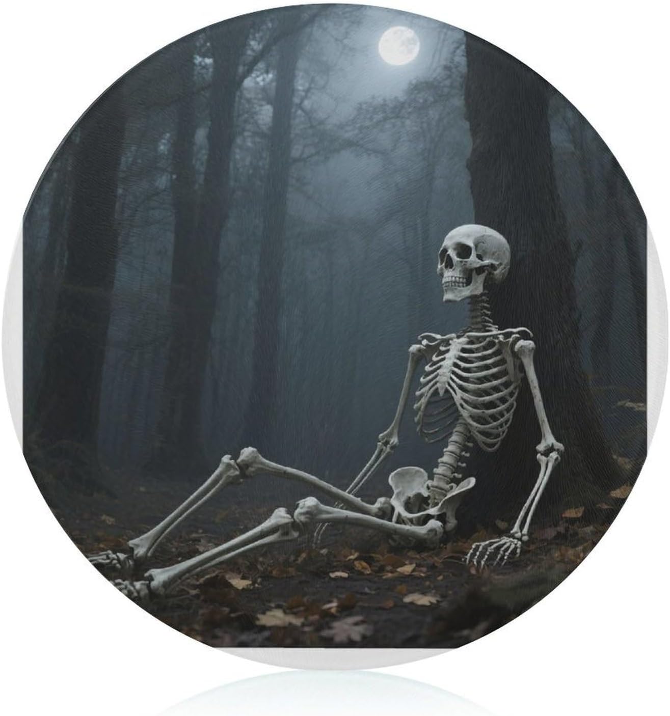 Skeleton Tempered Glass Cutting Board Sturdy Chopping Block Personalized Large Butcher Block Lightweight Round Chopping Mat for Kitchen Non Slip