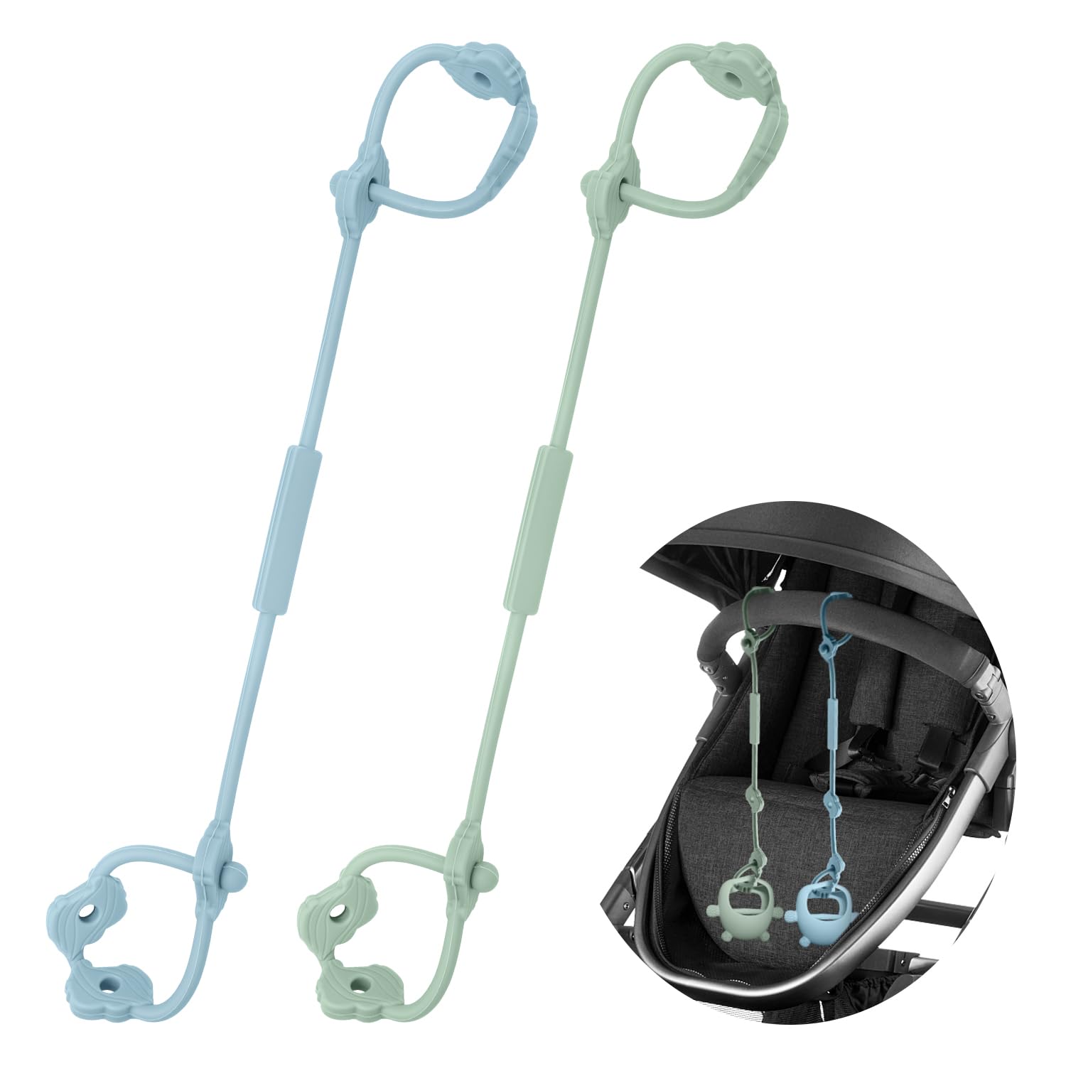 Baby Spielzeug Schnullerkette Silikon Cup Catcher, BPA-frei Sicherheitsgurte für Spielzeug, Trinkbecher Halteriemen für Kinderwagen Hochstuhl Autositz, Babytrage/Autositz 2 Stück