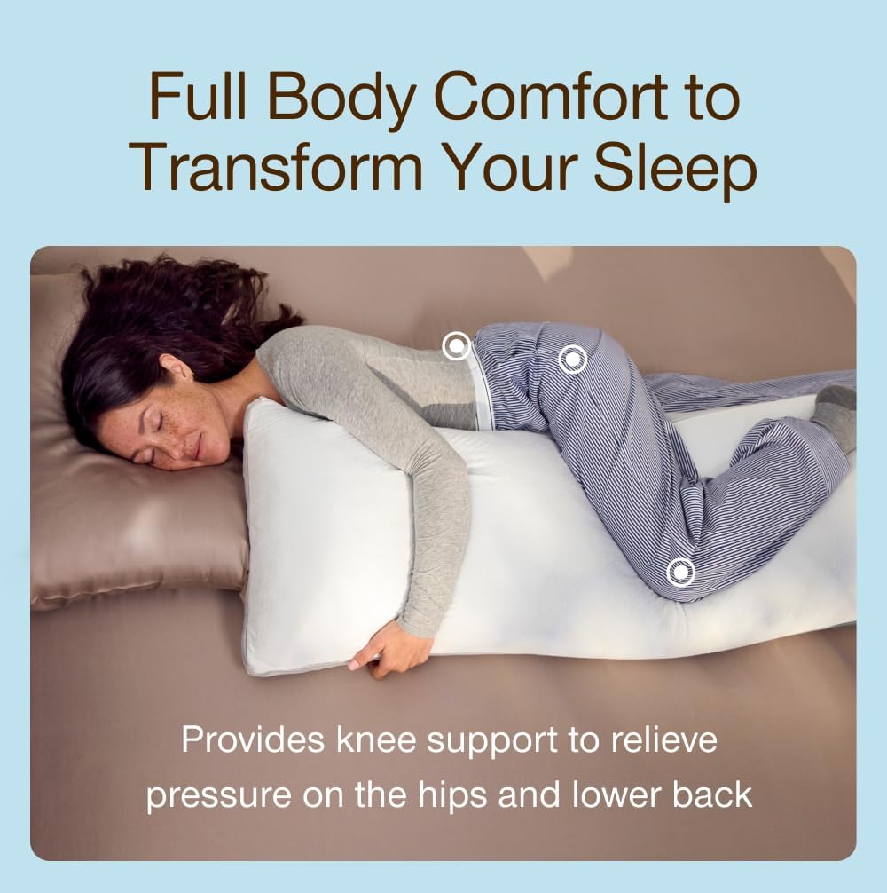 Coop Home Goods Cool+ Adjustable Cooling Body Pillow, 18x52, Cooling Gel Memory Foam & Microfiber, Side Sleeper & Pregnancy Pillow with Cool-to-The-Touch Washable Cover, Breathable Full Body Support - Image 5