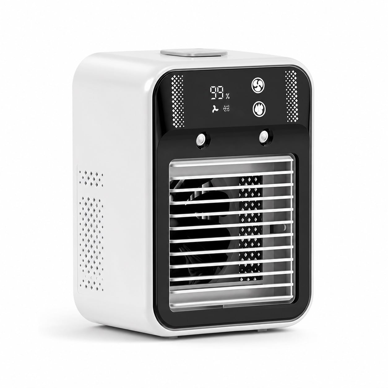 Raffreddatore d'aria portatile con umidificatore a nebbia e timer 2 ore/4 | Serbatoio da 500 Ml, Alimentazione Usb-c, Flusso D'aria Regolabile, Display Digitale, Uso Scrivania In Camera da Letto