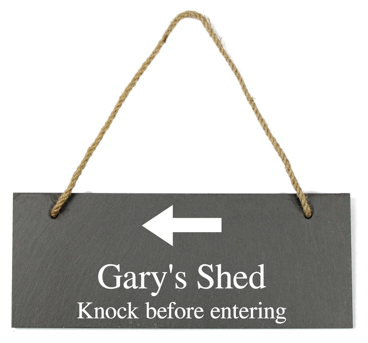 Personalised Left Arrow Hanging Natural Slate Plaque/Sign - 25x10cm