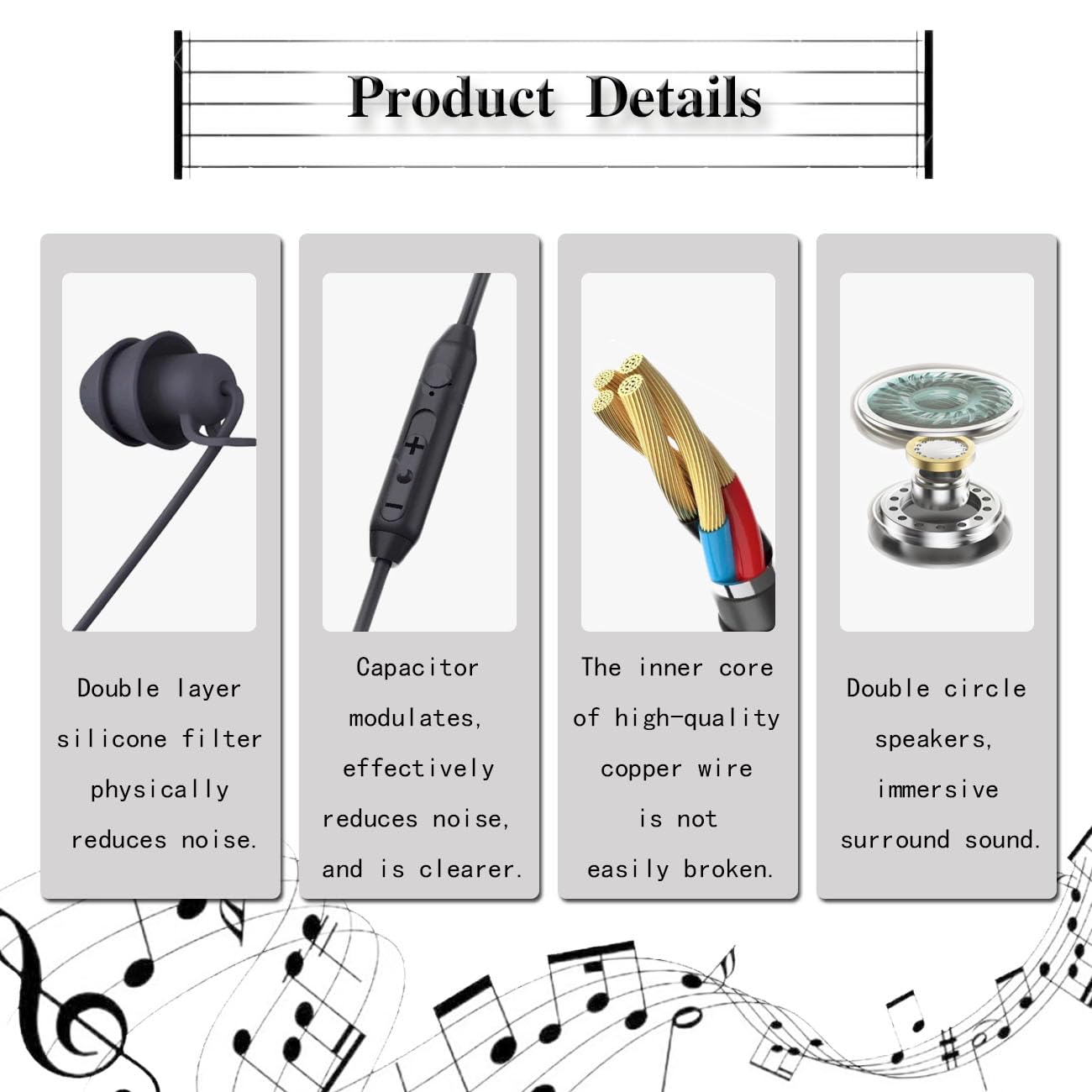 Auriculares para dormir intraurales con cancelación de ruido, auriculares con cable suave con control de volumen de micrófono para canal auditivo pequeño, insomnio para dormir, compatible con