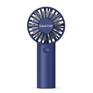 Gaiatop Portable Fan Rechargeable, Powerful 3 Speed Mini Fan Portable, USB Hand Fan Rechargeable Cute Small Electric Fan for Makeup Travel Camp Shopping Indoor Outdoor(Blue)