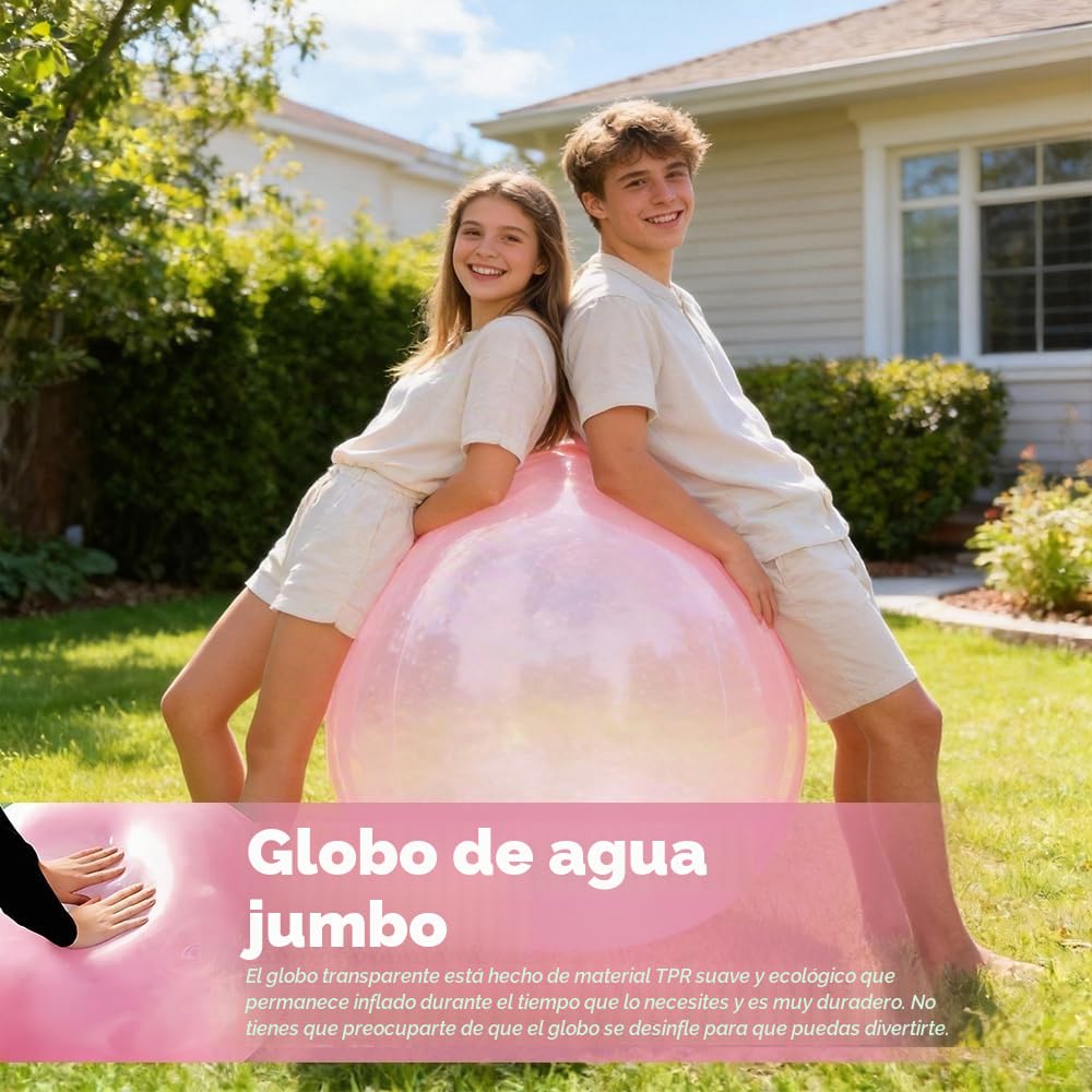 2 Piezas Globos de Agua Reutilizables, 120cm Bola de Burbujas XXL, Gigante Inflables Globos Agua Reutilizables, Gigantes de TPR Pelotas Gigantes para Beach Party Garden (Azul, Rosa)