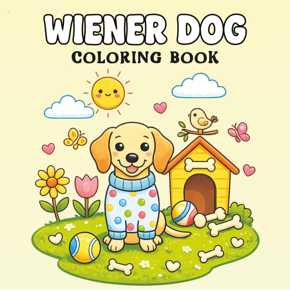 Wiener Dog Coloring Book: This Book Cute Dachshunds, Playful Puppies, Cozy Adventures & Bold and Easy Coloring Pages for Adults and Teens