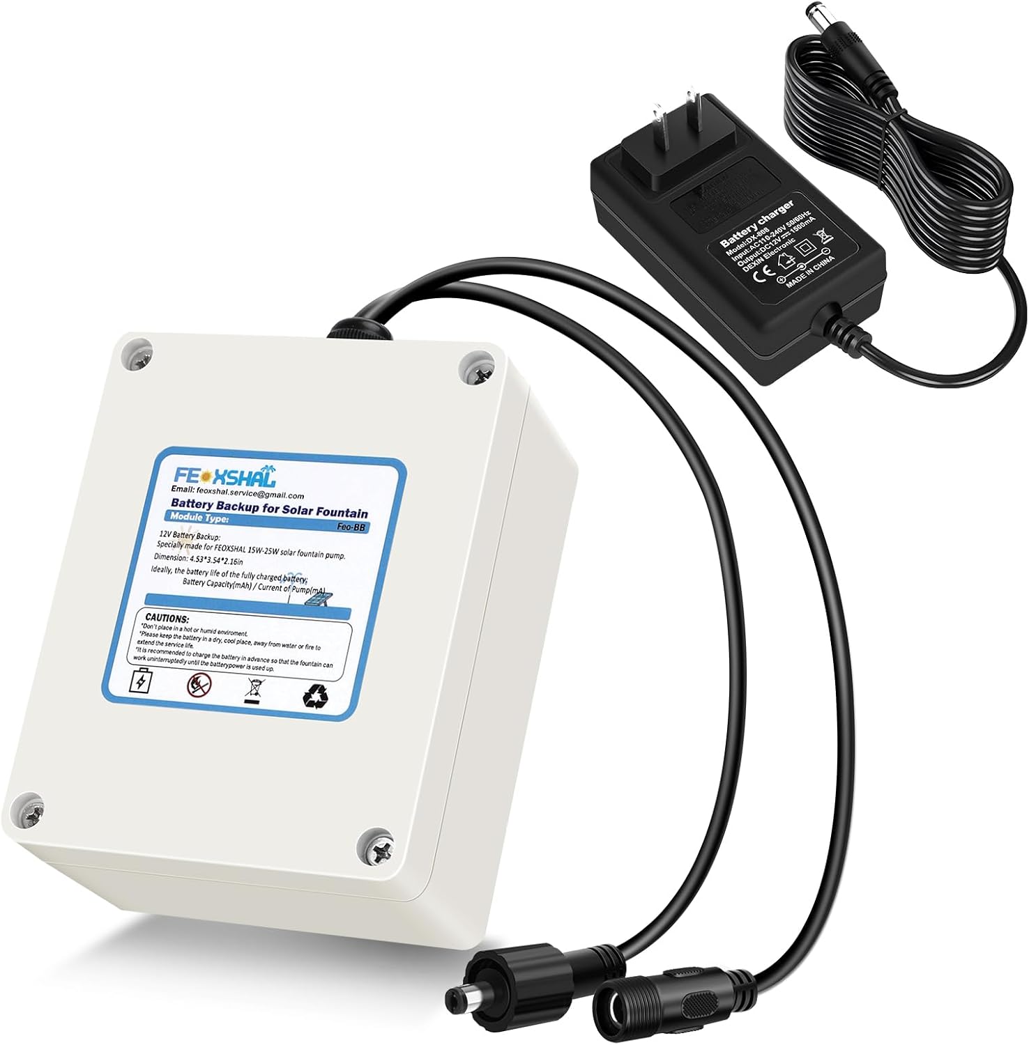 Battery Backup for Solar Fountain Water Pump Backup Battery 4800mah, DC5521 Compatible with FEOXSHAL Solar Fountain Only