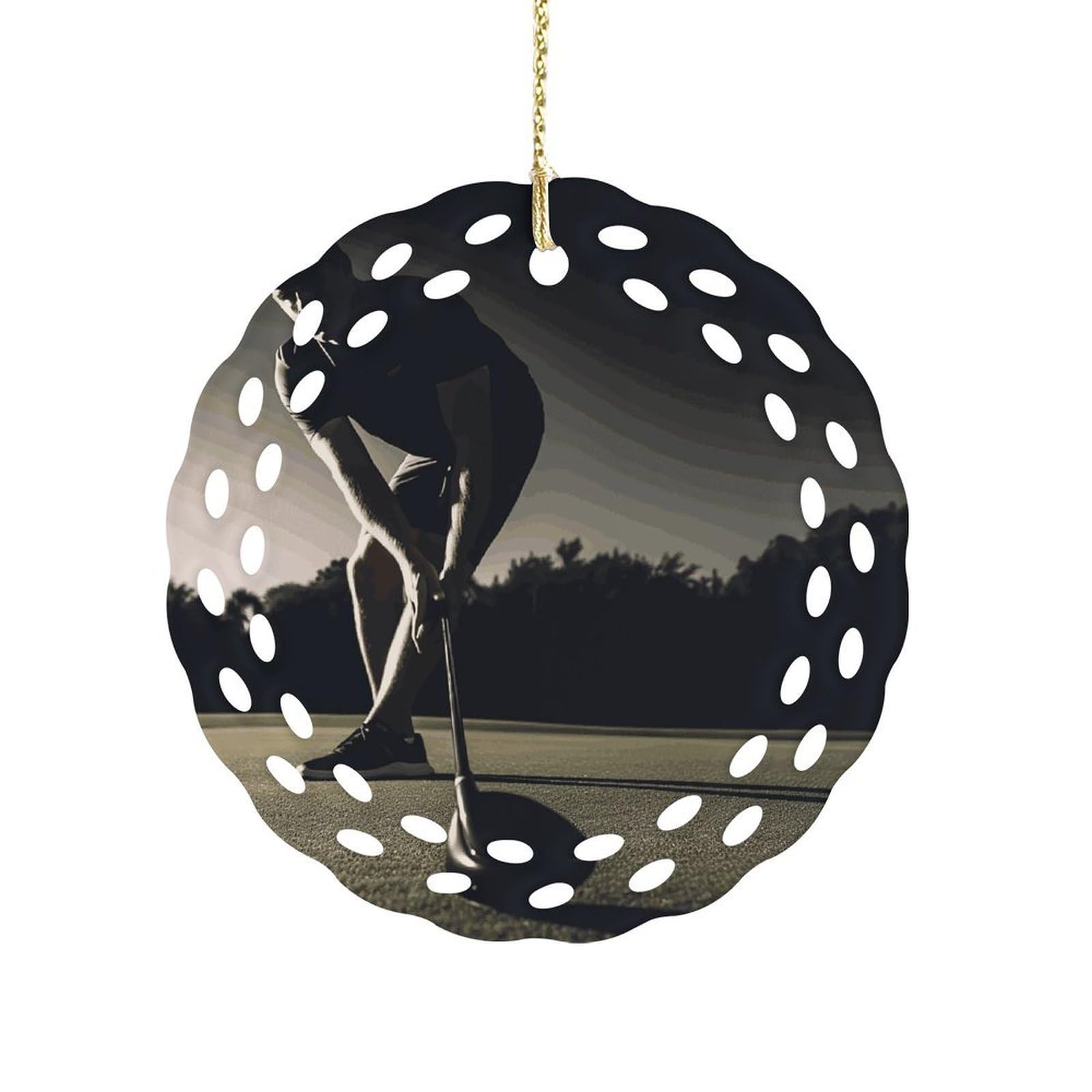 Fekiloot Women's Style Golf Fitness Ceramic Ornaments 3 Inch Round,Holiday Keepsake For ,Girls,Pet Owners,Hanging Ornament Gifts Idea For Home