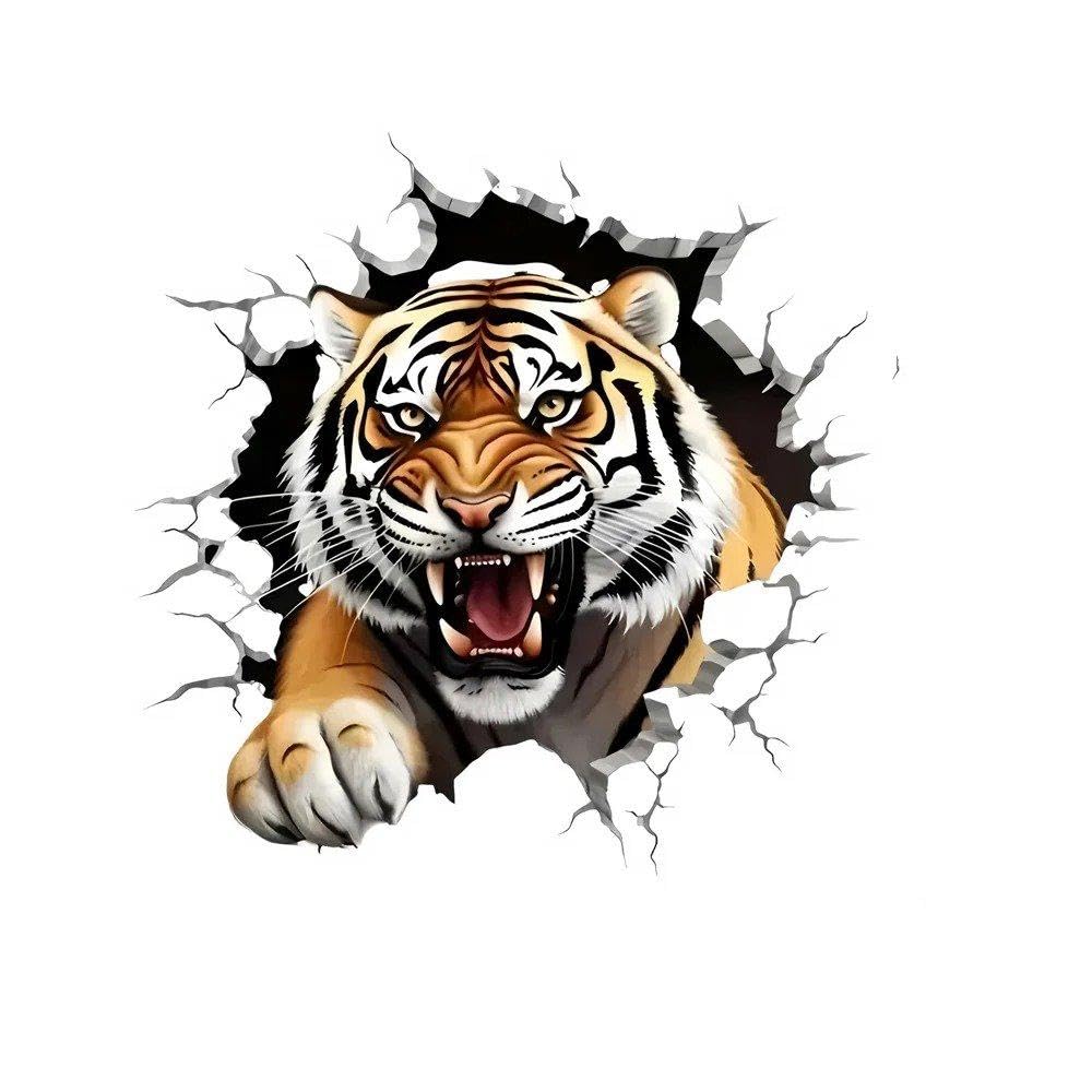 Tiger Break The Wall Car Sticker 15x15cm Waterproof Vinyl Decal