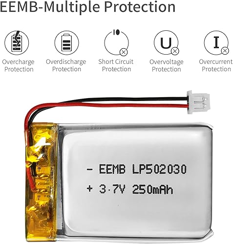 Miniatura 5 de EEMB Batería de polímero de litio de 3.7 V 250 mAh 502030 Lipo Batería recargable con conector JST de cable para VXI Blue Parrott - Confirma la