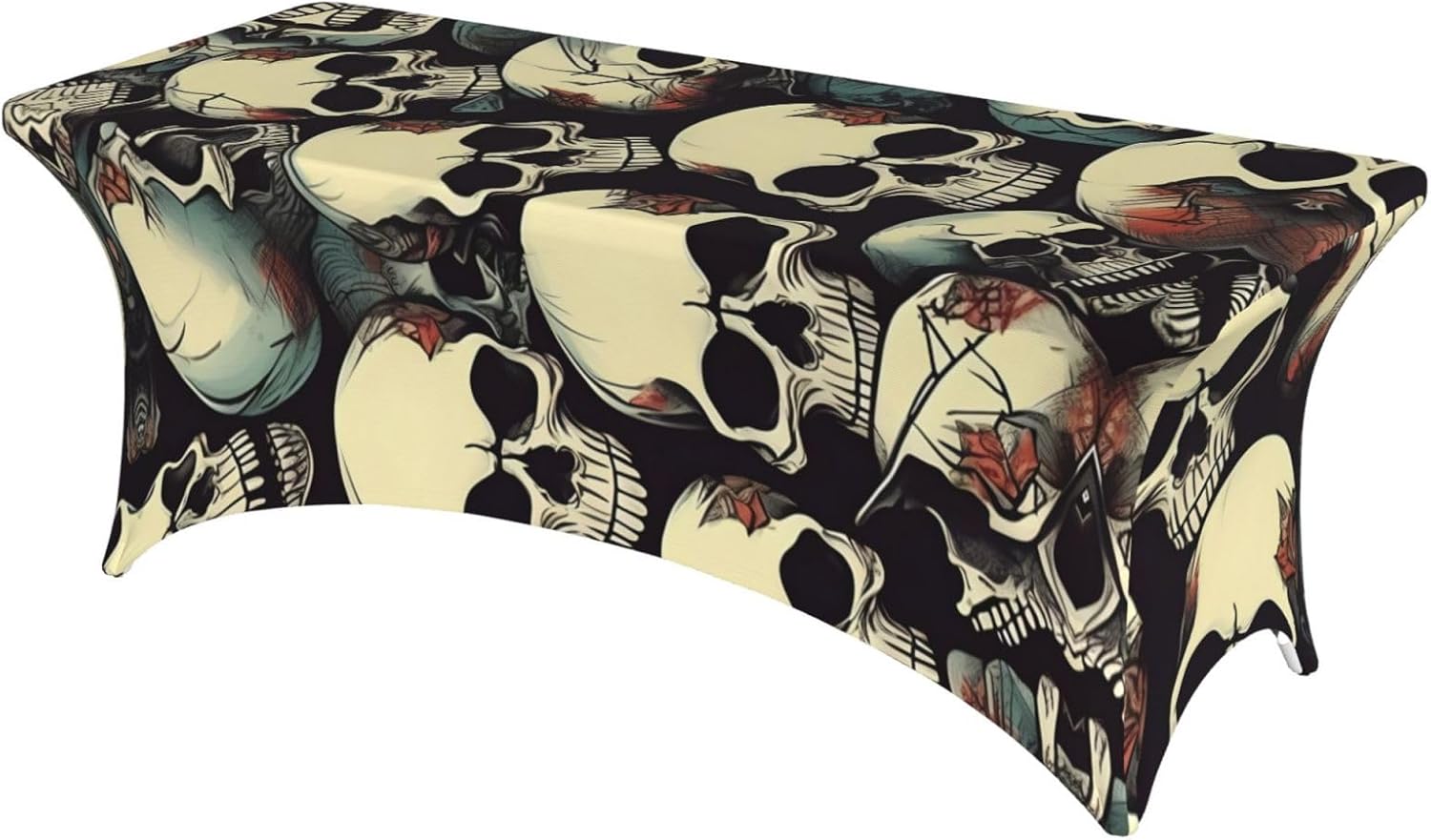 Skull Skeleton Print Table Cover Rectangular Tablecloth for 6-Foot Tables for Wedding Banquets Outdoor
