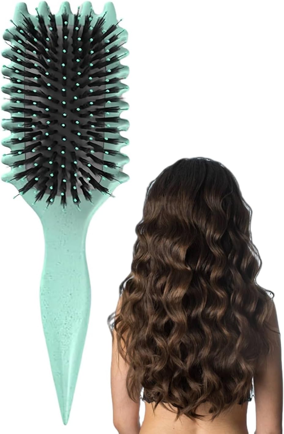 2024 Newest Bounce Curl Defining Brush for Detangling, Shaping & Styling Curls for Women (Green)
