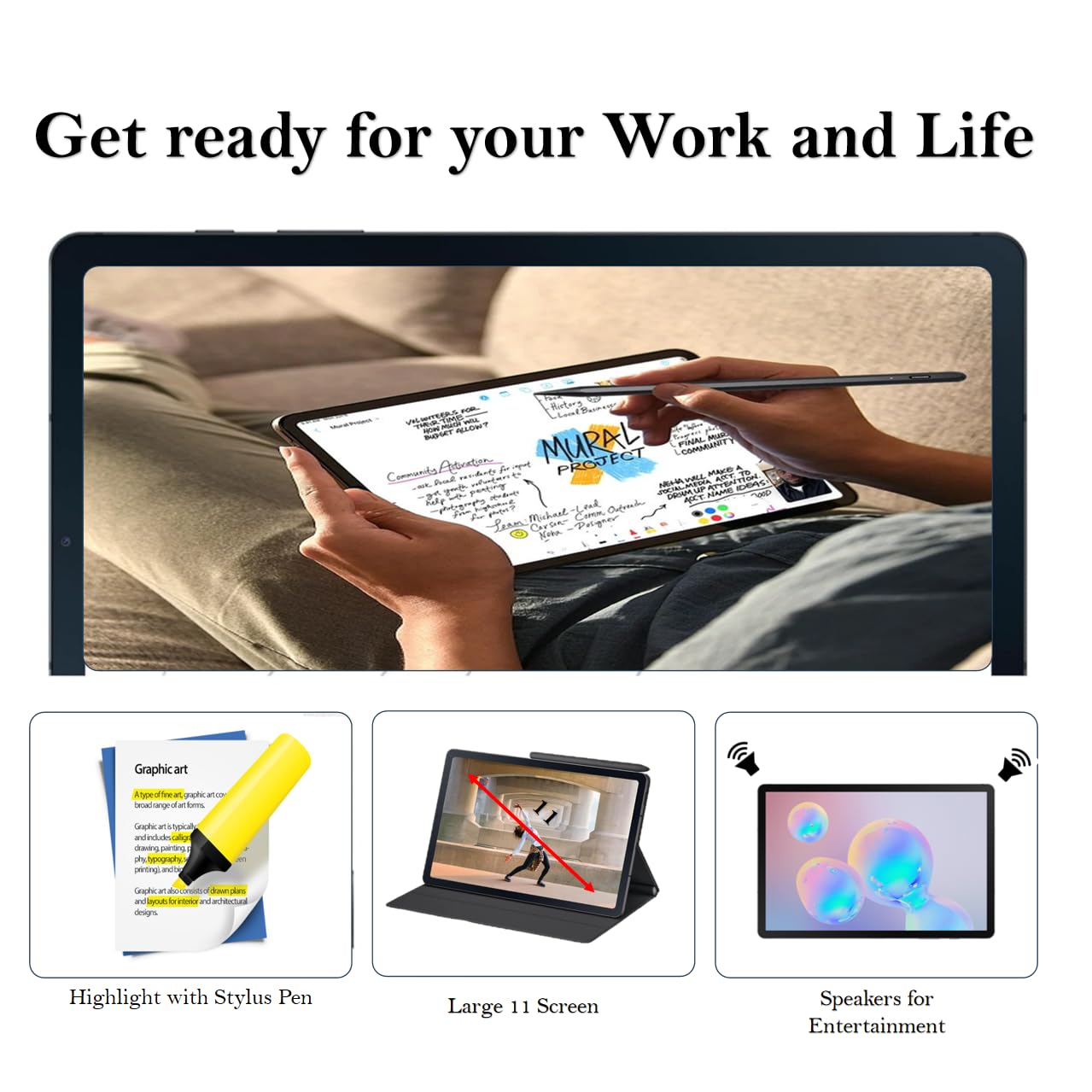 Samsung Galaxy Tab A9+ 64GB (2024) 11” Android Tablet + 128GB SD Card + Stylus Pen + 25W Super Fast Charger – Graphite(US Version)