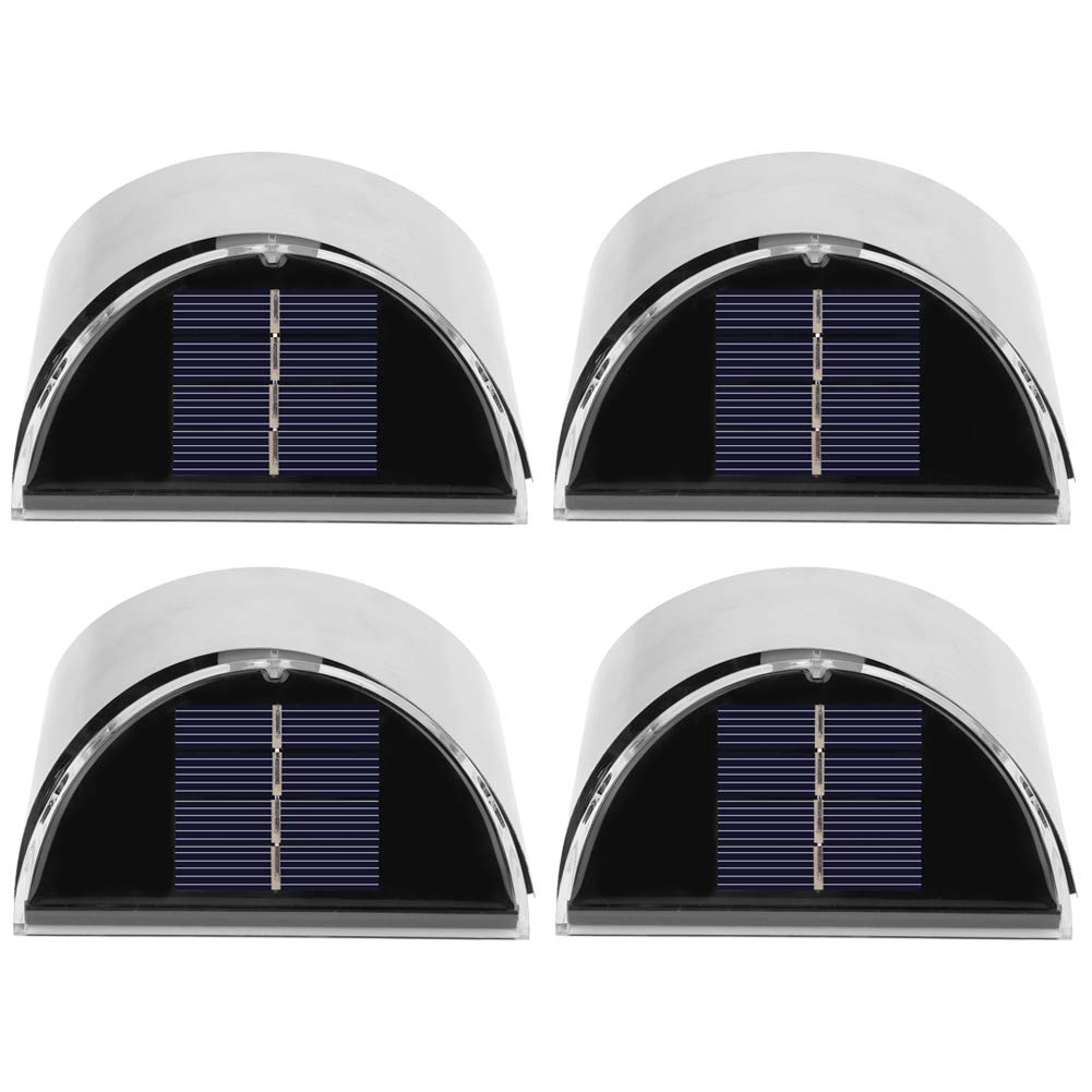 Set di Lampade da Parete in Acciaio Inossidabile da 4 Pezzi, Luce a Energia Solare a LED Luminosa per Illuminazione da Giardino Esterna