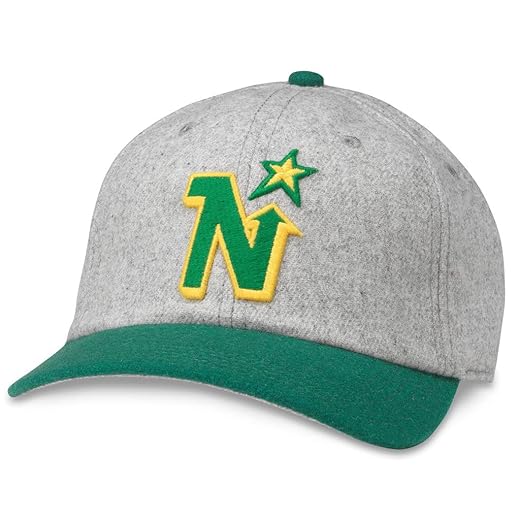 AMERICAN NEEDLE Minnesota North Stars Vintage NHL Archive Legend Adjustable Buckle Strap Dad Baseball Hat (21005A-MNN-HGKG)