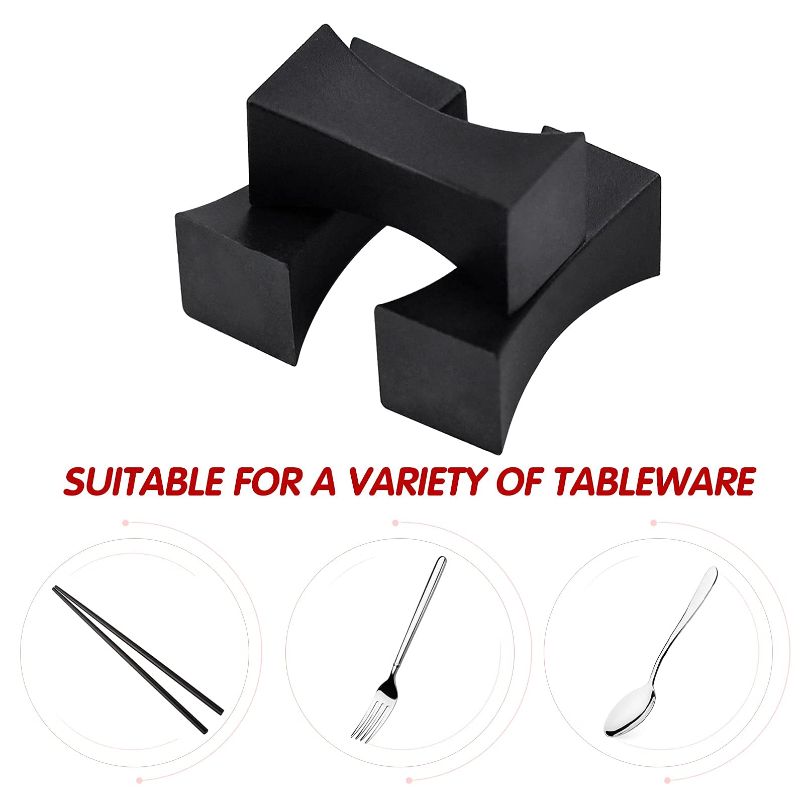 Lot De 10 Porte-Baguettes En Polymère | Noir | Support Pour Cuillères/Fourchettes | Décoration De Table