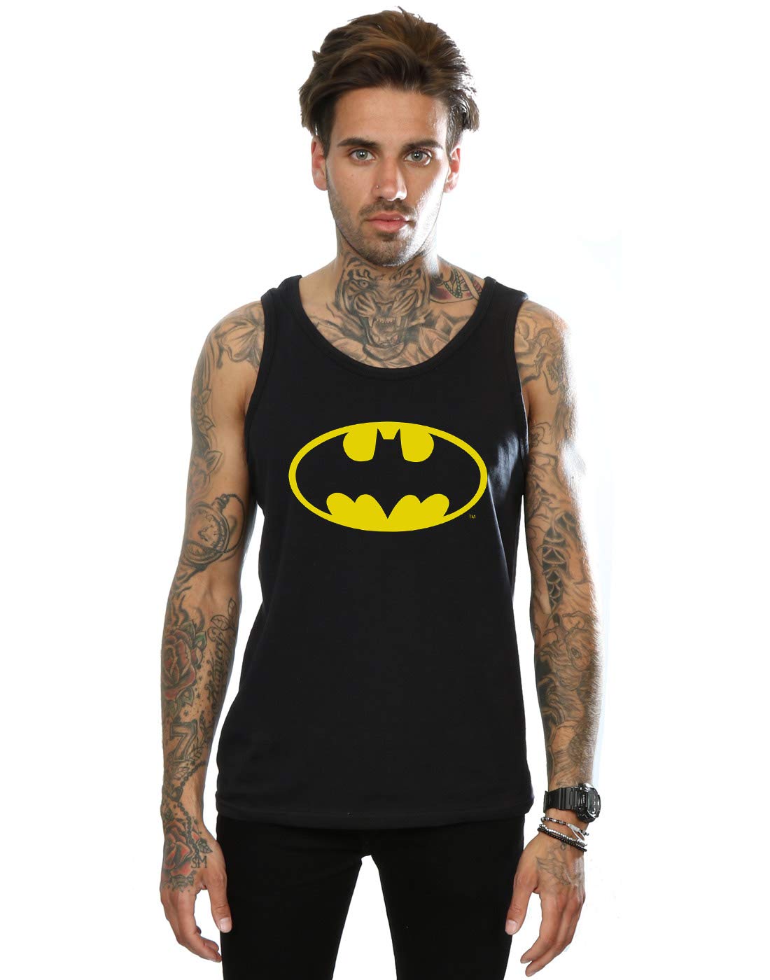 Absolute Cult Men's Black Dc Comics Batman Logo Vest Small