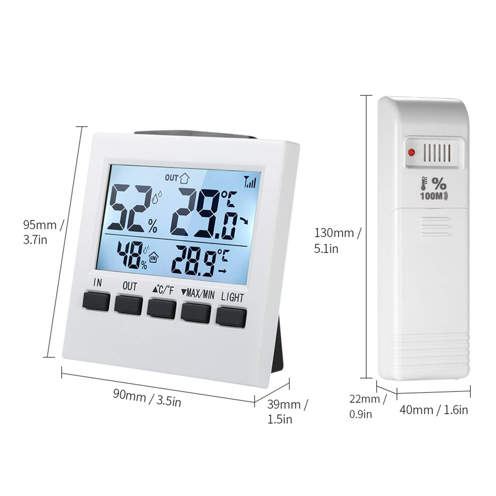termometr z higrometrem LCD Cyfrowy Termometr Wireless Thermometr Indoor/Outdoor Termometr Higrometr Temperatura Miernik wilgotności MAX MIN Wyświetlacz Termometr do higrometru wewnętrznego(Orange)