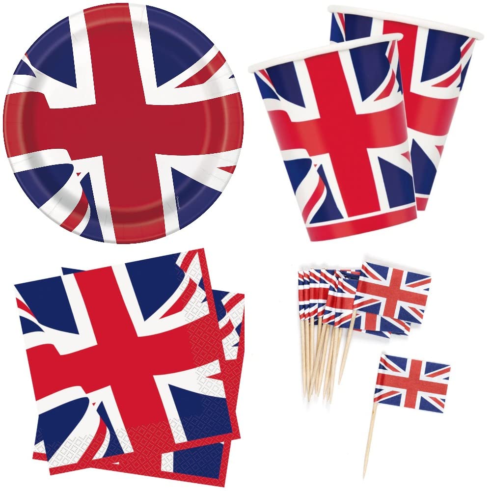 Buy 100 x Union Jack Plates 100 x Union Jack Cups 100 x Union Jack