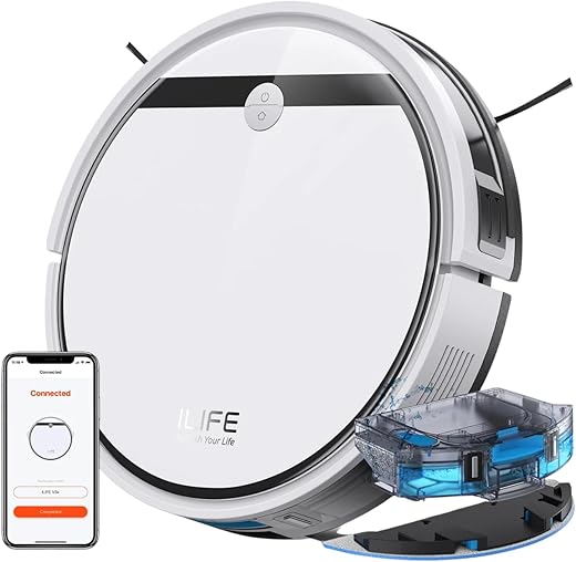 ILIFE V3x Robotic Vacuum & Mop, Strong Suction, Roller Brush Cleaning, Multi Floor Cleaning, Pet Hair Friendly, Wi-Fi & GH, Alexa, Auto Carpet…