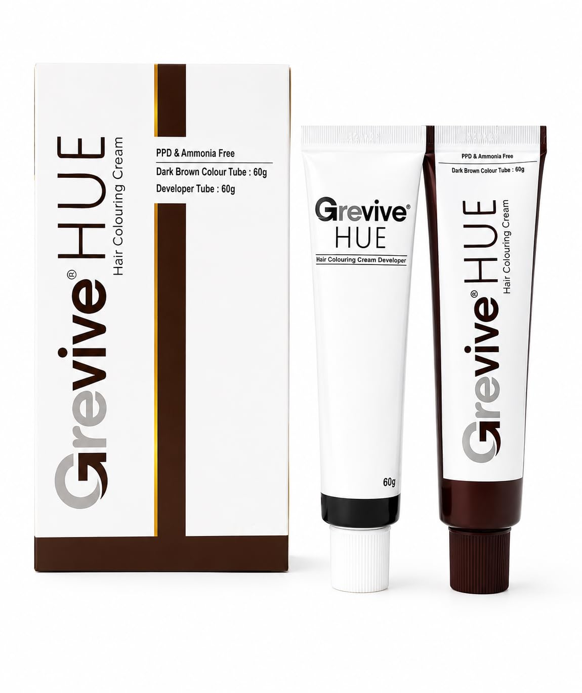 Gre-vive HUE Hair Colouring Cream Kit | Dark Brown | PPD & Ammonia Free Hair Colour | | Permanent Hair Colour with Developer | 60g Colour Cream + 60g Developer-image-9